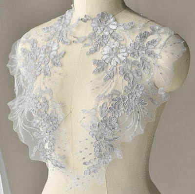 1 Τεμάχιο 42*20 εκ. Λευκό Μαύρο Λεπτό Glitter Διακοσμητικά Κεφαλιού Πέπλο Γάμου Δαντέλα Απλικέ Δαντέλα Διακοσμητικό Φόρεμα DIY Αξεσουάρ δαντέλας