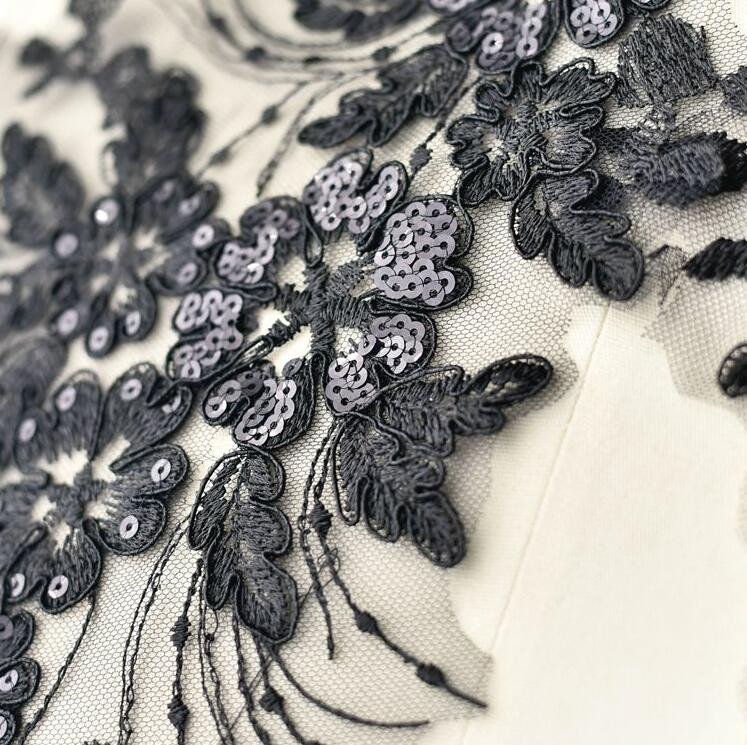 1 Τεμάχιο 42*20 εκ. Λευκό Μαύρο Λεπτό Glitter Διακοσμητικά Κεφαλιού Πέπλο Γάμου Δαντέλα Απλικέ Δαντέλα Διακοσμητικό Φόρεμα DIY Αξεσουάρ δαντέλας