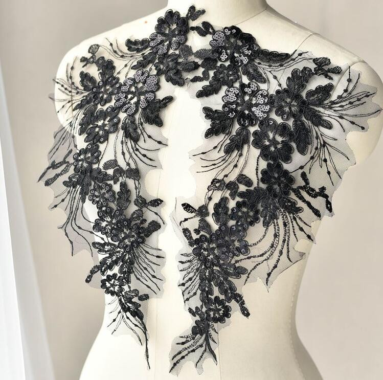 1 Τεμάχιο 42*20 εκ. Λευκό Μαύρο Λεπτό Glitter Διακοσμητικά Κεφαλιού Πέπλο Γάμου Δαντέλα Απλικέ Δαντέλα Διακοσμητικό Φόρεμα DIY Αξεσουάρ δαντέλας