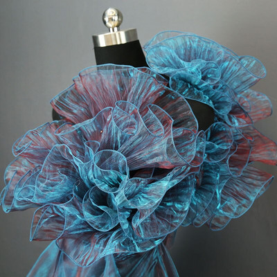 3 Yards Big Wave pitskangas, läbipaistev plisseeritud võrkpits, isetegemise kleidid riided moeaksessuaarid disainerkangad