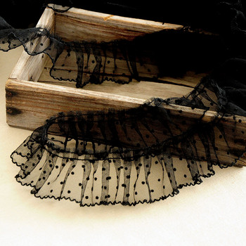 1 ярд плисирана дантелена тъкан, широка 6 см, дантелена тапицерия на точки, апликирана яка, лента за шиене на гипюри, занаяти, мрежести връзки за рокля dentelle VG17