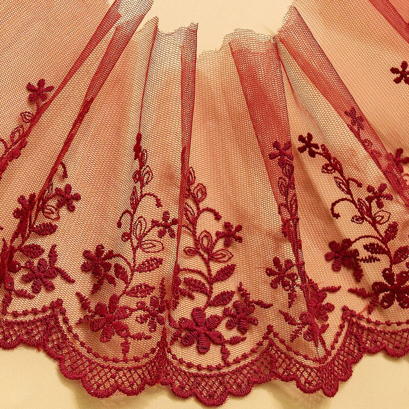 5 aastat/partii laius 15 cm stiilne puuvillane tikitud võrkpits, rõivaste pits õmblemiseks valge beež must punane roheline