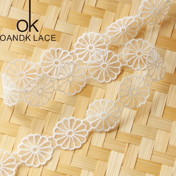 Λευκό κεντημένο λουλούδι δαντέλα τελειώματα απλικέ Headband Craft Ράψιμο 2 Yards Knitting DIY Handmade Patchwork Κορδέλα Ράψιμο