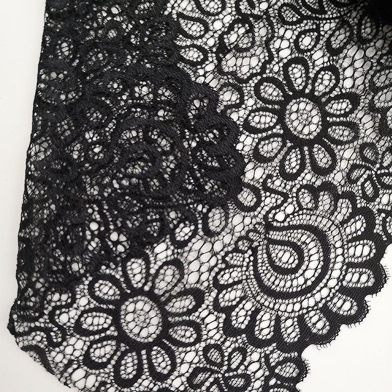 22 cm must valge elastne pitskangas prantsuse õõnes aluspesu DIY käsitöö õmblustarbed Kaunistustarvikud rõivastele 1 jard