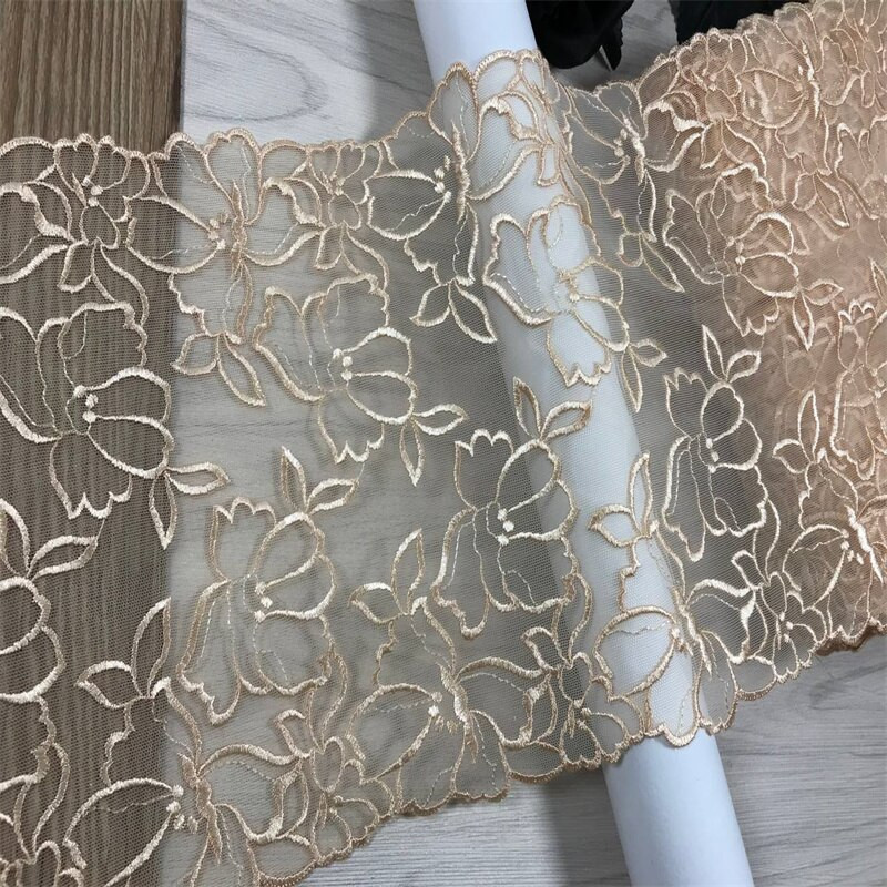 Tikandid Elastne tüllpits, DIY pesu õmblemine Käsitöö Rinnahoidja Aksessuaar Lilledega tikitud pits aluspesu nõeltega töötamiseks