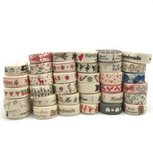 5 jardi 15 mm Multi Design "Ručno izrađena" tiskana pamučna čipkana vrpca Tkanina za šivanje Božićna vrpca za zamatanje darova za vjenčanje