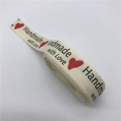 5 jardi 15 mm Multi Design "Ručno izrađena" tiskana pamučna čipkana vrpca Tkanina za šivanje Božićna vrpca za zamatanje darova za vjenčanje