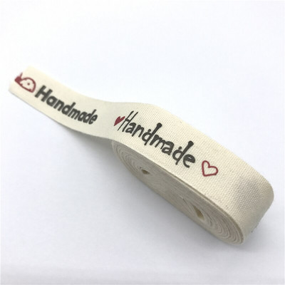 5 jardi 15 mm Multi Design "Ručno izrađena" tiskana pamučna čipkana vrpca Tkanina za šivanje Božićna vrpca za zamatanje darova za vjenčanje