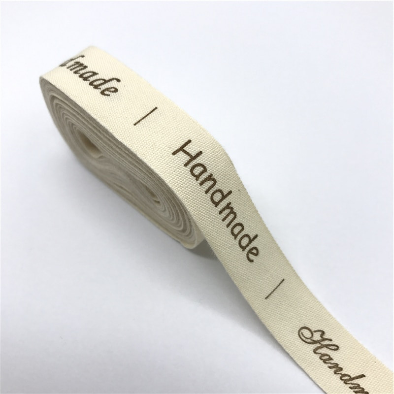 5 jardi 15 mm Multi Design "Ručno izrađena" tiskana pamučna čipkana vrpca Tkanina za šivanje Božićna vrpca za zamatanje darova za vjenčanje