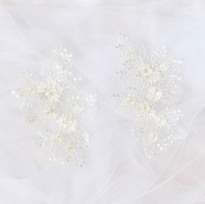 2 komada/1 par 21,512 cm tamnobijele bordo boje šampanjca Folwer čipkane aplikacije vjenčane čipkane haljine za odjeću DIY dodaci