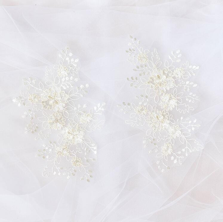 2 komada/1 par 21,512 cm tamnobijele bordo boje šampanjca Folwer čipkane aplikacije vjenčane čipkane haljine za odjeću DIY dodaci