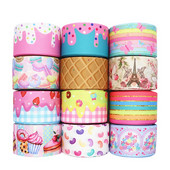 Τούρτα 10 γιαρδών 1,5'' (38 MM), Κορδέλες γκρο με στάμπα ουράνιου τόξου για φιόγκους μαλλιών DIY Χειροποίητα Υλικά Y19082302