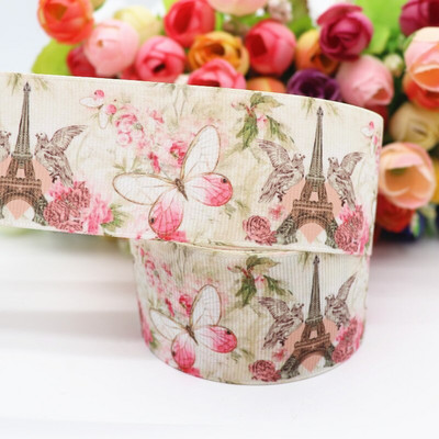 Τούρτα 10 γιαρδών 1,5'' (38 MM), Κορδέλες γκρο με στάμπα ουράνιου τόξου για φιόγκους μαλλιών DIY Χειροποίητα Υλικά Y19082302