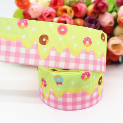 Τούρτα 10 γιαρδών 1,5'' (38 MM), Κορδέλες γκρο με στάμπα ουράνιου τόξου για φιόγκους μαλλιών DIY Χειροποίητα Υλικά Y19082302