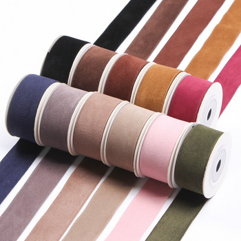 5 ярда/ролка 25 38 мм едноцветна двулицева велурена празна пресована кадифена лента за Направи си сам лъкове за занаяти Аксесоари за дрехи