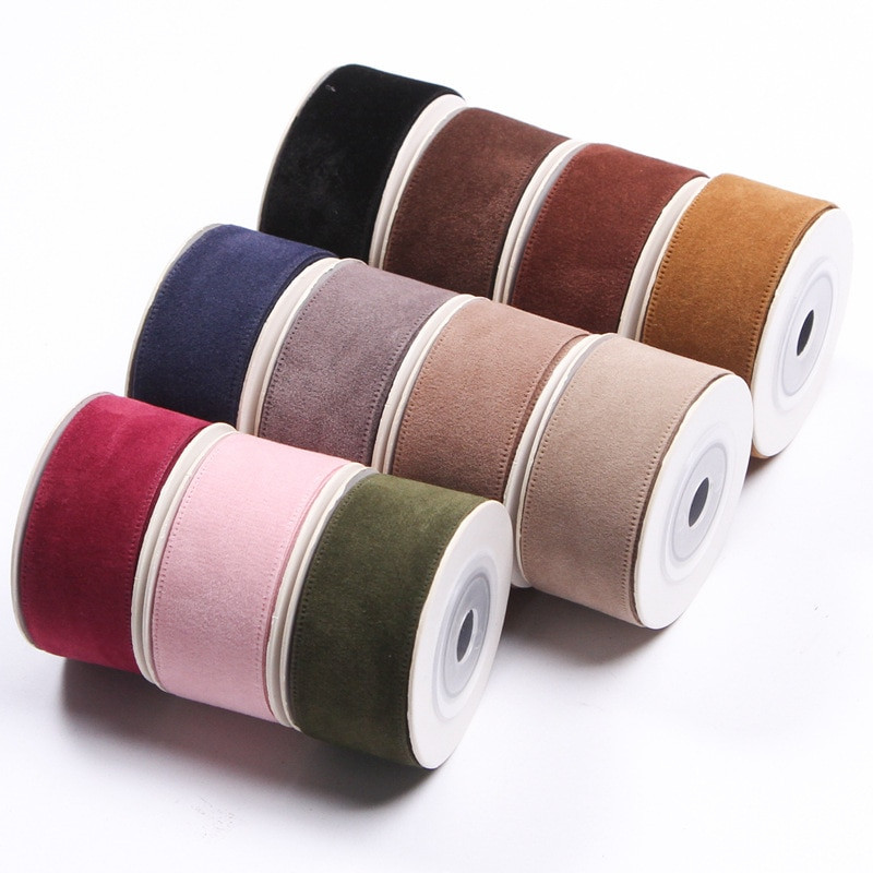 5 Yards/Roll 25 38mm μονόχρωμη διπλή όψη Suede Blank Pressing Velvet Κορδέλα για DIY φιόγκους για χειροτεχνία Αξεσουάρ ρούχων