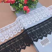 1 metru, negru, alb, scobit, panglică din dantelă brodată florală, pentru casă, artizanat, bandă de dantelă, 7,5 cm lățime, țesătură de cusut pentru îmbrăcăminte