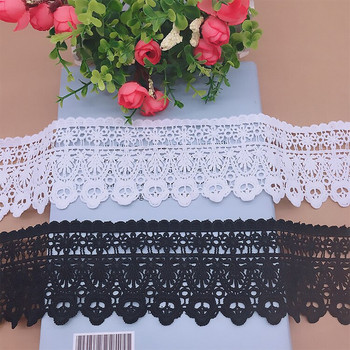1μέτρο Μαύρο Λευκό Κοίλο έξω Floral κεντημένη κορδέλα δαντέλας Home Handmade Crafts Lace Tape 7,5cm πλάτος DIY Apparel Sewing Fab