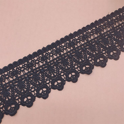 1 metru, negru, alb, scobit, panglică din dantelă brodată florală, pentru casă, artizanat, bandă de dantelă, 7,5 cm lățime, țesătură de cusut pentru îmbrăcăminte