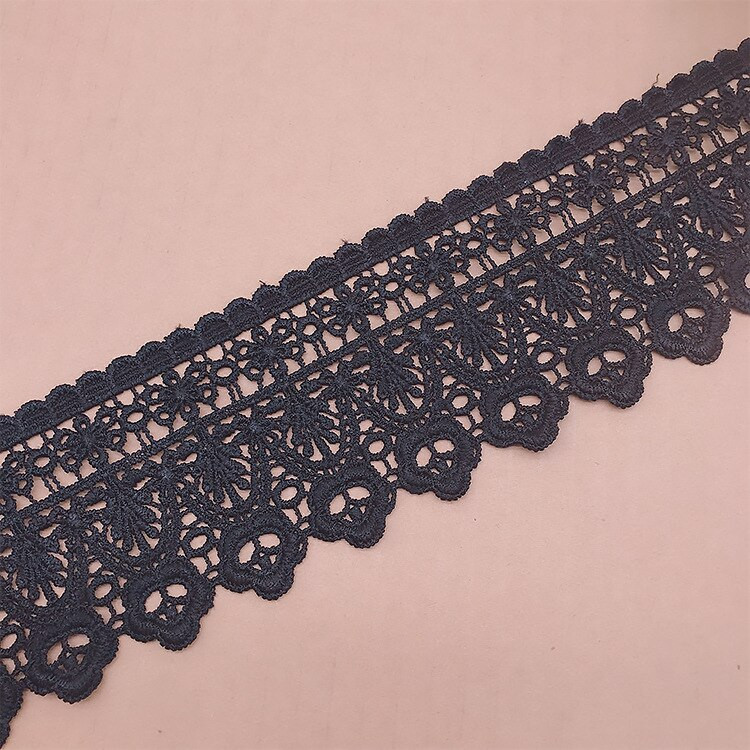 1 metru, negru, alb, scobit, panglică din dantelă brodată florală, pentru casă, artizanat, bandă de dantelă, 7,5 cm lățime, țesătură de cusut pentru îmbrăcăminte