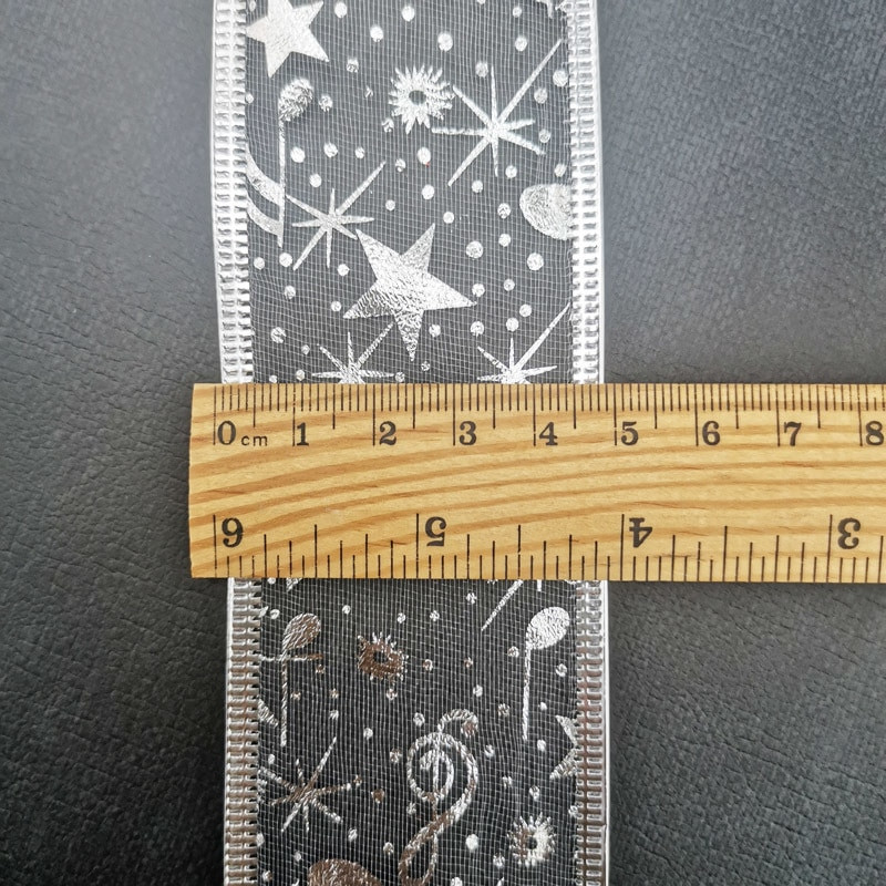 (2 M/ρολό) Γυαλιστερή κορδέλα οργάντζα 50mm Χρυσό/ασημί Συσκευασία δώρου Χριστουγέννων Πτυσσόμενη γραμμή Edge Crafts Χριστουγεννιάτικες κορδέλες γάμου