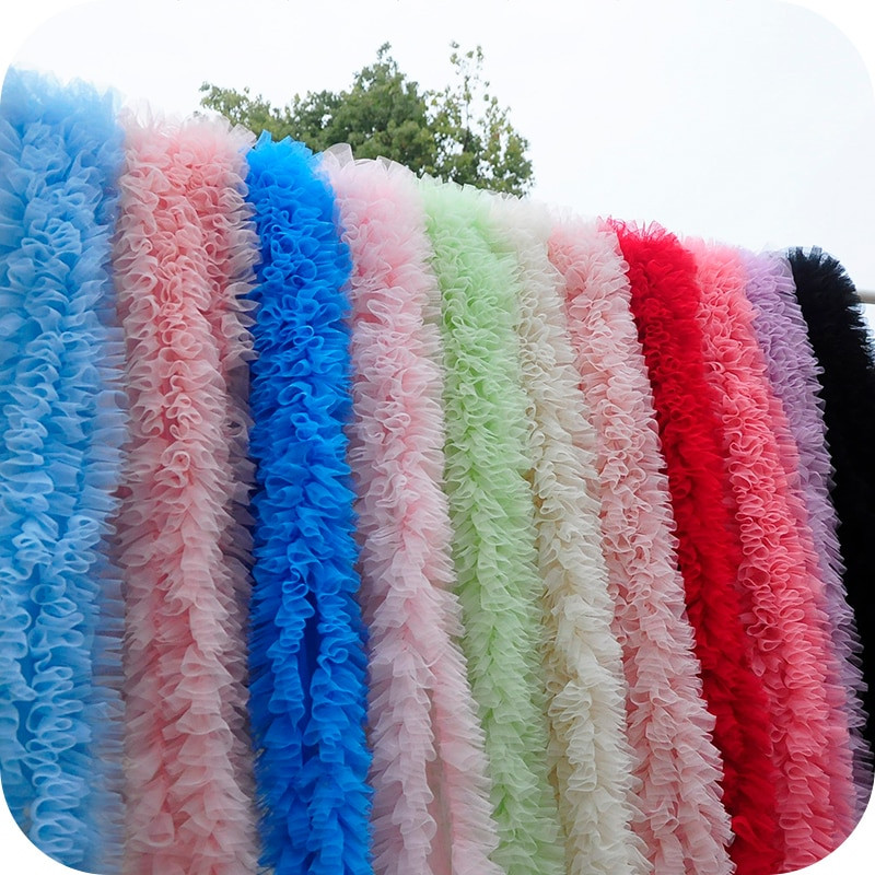 1μέτρο/παρτίδα πλάτος 28cm 15 χρώματα Baby Puff Φούστα Ύφασμα 3D Διχτυωτό Πλισέ Φούστα Βρεφική Κούκλα Ρούχα Δαντέλα Αξεσουάρ X245