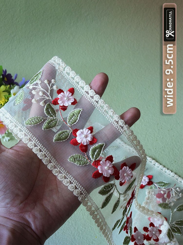 1 ярд 9,5 см мрежа за бродерия прежда дантела за занаятчийски плат за ръкоделие Сватба Направи си сам рокля с панделка Аксесоари за завеси Кукла