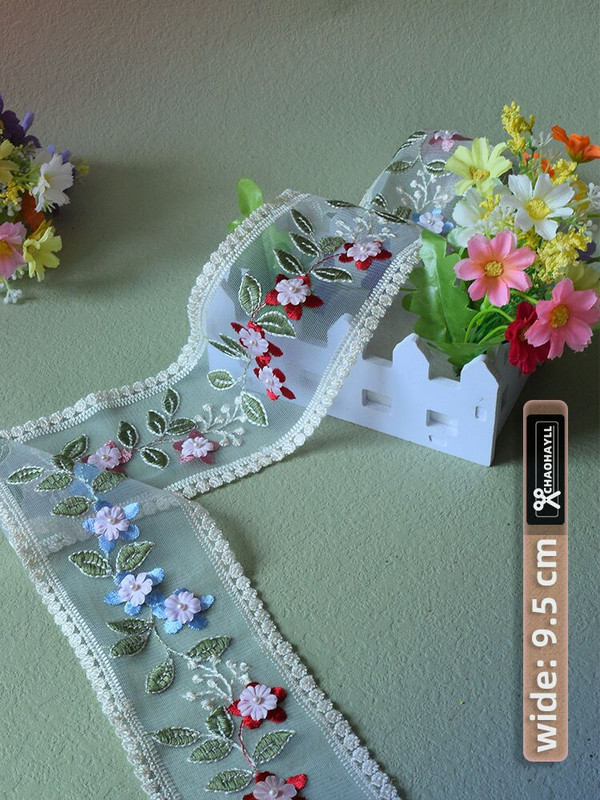 1 ярд 9,5 см мрежа за бродерия прежда дантела за занаятчийски плат за ръкоделие Сватба Направи си сам рокля с панделка Аксесоари за завеси Кукла