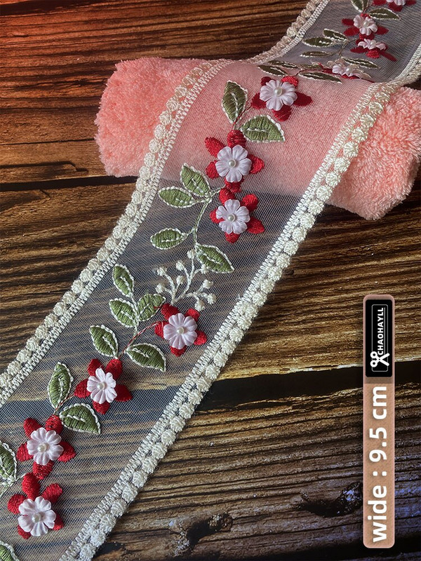 1 ярд 9,5 см мрежа за бродерия прежда дантела за занаятчийски плат за ръкоделие Сватба Направи си сам рокля с панделка Аксесоари за завеси Кукла