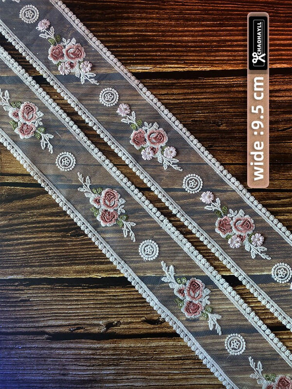 1 ярд 9,5 см мрежа за бродерия прежда дантела за занаятчийски плат за ръкоделие Сватба Направи си сам рокля с панделка Аксесоари за завеси Кукла