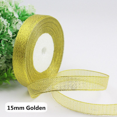 Rola od 25 jardi Zlatno Srebrna svjetlucava satenska vrpca Rukotvorine Ukrasi za vjenčanje DIY Organza Luk Vrpce Mašna Božićni darovi