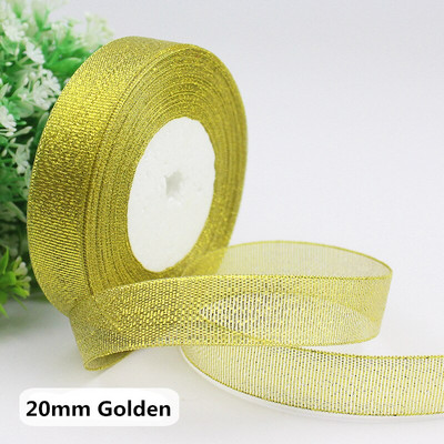 Rola od 25 jardi Zlatno Srebrna svjetlucava satenska vrpca Rukotvorine Ukrasi za vjenčanje DIY Organza Luk Vrpce Mašna Božićni darovi