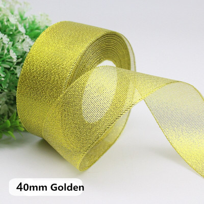 Rola od 25 jardi Zlatno Srebrna svjetlucava satenska vrpca Rukotvorine Ukrasi za vjenčanje DIY Organza Luk Vrpce Mašna Božićni darovi