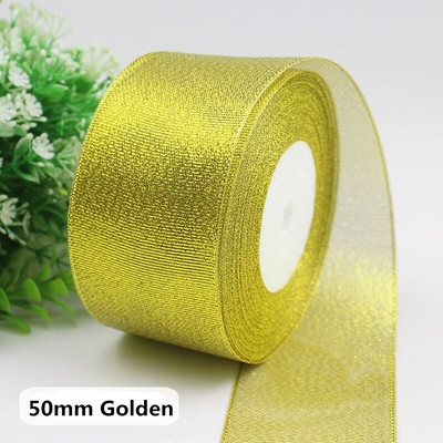 Rola od 25 jardi Zlatno Srebrna svjetlucava satenska vrpca Rukotvorine Ukrasi za vjenčanje DIY Organza Luk Vrpce Mašna Božićni darovi