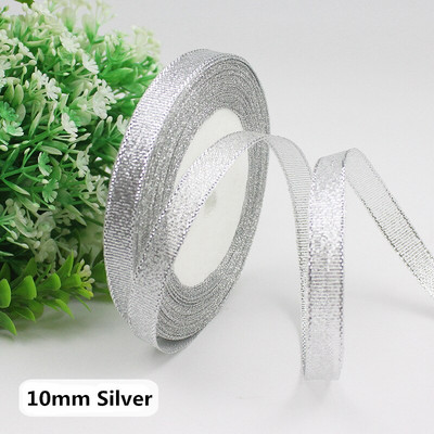 Rola od 25 jardi Zlatno Srebrna svjetlucava satenska vrpca Rukotvorine Ukrasi za vjenčanje DIY Organza Luk Vrpce Mašna Božićni darovi