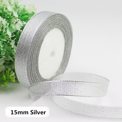 Rola od 25 jardi Zlatno Srebrna svjetlucava satenska vrpca Rukotvorine Ukrasi za vjenčanje DIY Organza Luk Vrpce Mašna Božićni darovi