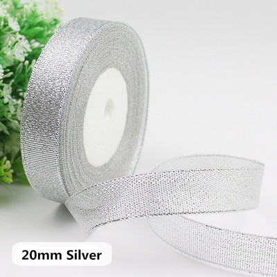 Rola od 25 jardi Zlatno Srebrna svjetlucava satenska vrpca Rukotvorine Ukrasi za vjenčanje DIY Organza Luk Vrpce Mašna Božićni darovi