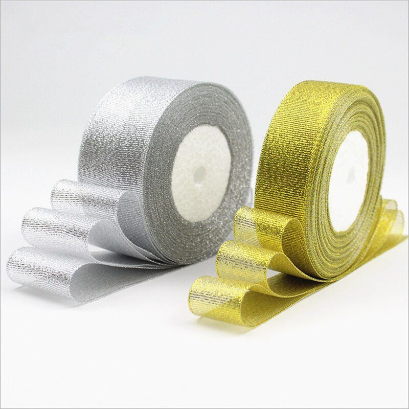 Rola od 25 jardi Zlatno Srebrna svjetlucava satenska vrpca Rukotvorine Ukrasi za vjenčanje DIY Organza Luk Vrpce Mašna Božićni darovi