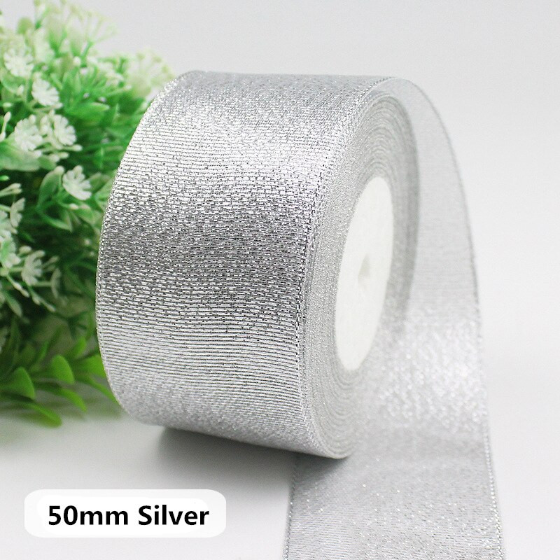 Rola od 25 jardi Zlatno Srebrna svjetlucava satenska vrpca Rukotvorine Ukrasi za vjenčanje DIY Organza Luk Vrpce Mašna Božićni darovi