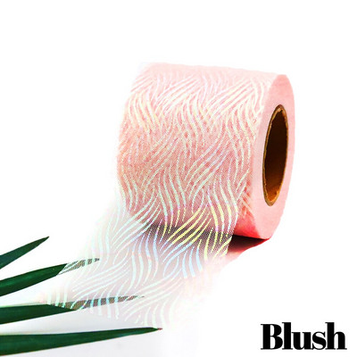 Panglică iluzorie din organza de tul de 6 cm și 25 de metri, bandă de plasă cu model de val de apă, țesătură de culoare iriscentă, bricolaj, agrafe de păr lucrate manual cu fundă