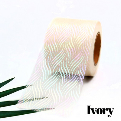 Panglică iluzorie din organza de tul de 6 cm și 25 de metri, bandă de plasă cu model de val de apă, țesătură de culoare iriscentă, bricolaj, agrafe de păr lucrate manual cu fundă