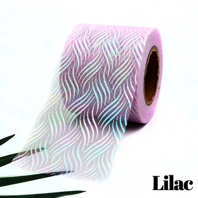Panglică iluzorie din organza de tul de 6 cm și 25 de metri, bandă de plasă cu model de val de apă, țesătură de culoare iriscentă, bricolaj, agrafe de păr lucrate manual cu fundă
