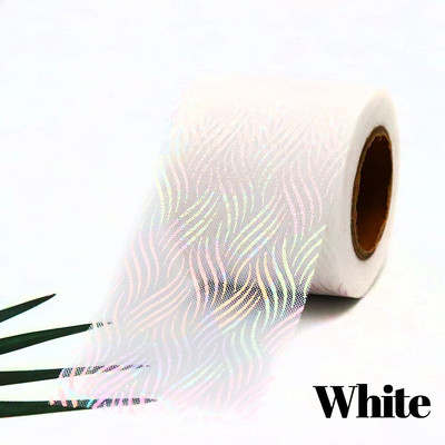 Panglică iluzorie din organza de tul de 6 cm și 25 de metri, bandă de plasă cu model de val de apă, țesătură de culoare iriscentă, bricolaj, agrafe de păr lucrate manual cu fundă