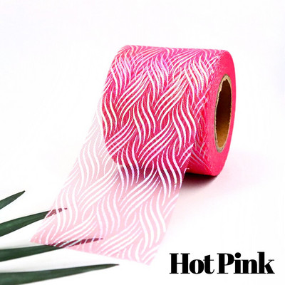 Panglică iluzorie din organza de tul de 6 cm și 25 de metri, bandă de plasă cu model de val de apă, țesătură de culoare iriscentă, bricolaj, agrafe de păr lucrate manual cu fundă