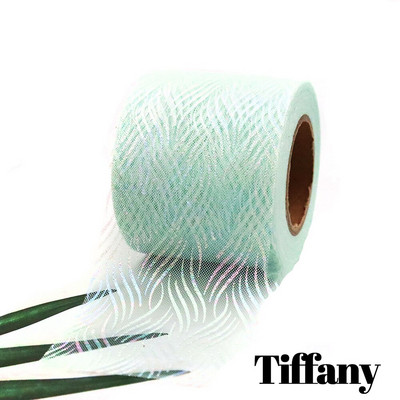 Panglică iluzorie din organza de tul de 6 cm și 25 de metri, bandă de plasă cu model de val de apă, țesătură de culoare iriscentă, bricolaj, agrafe de păr lucrate manual cu fundă