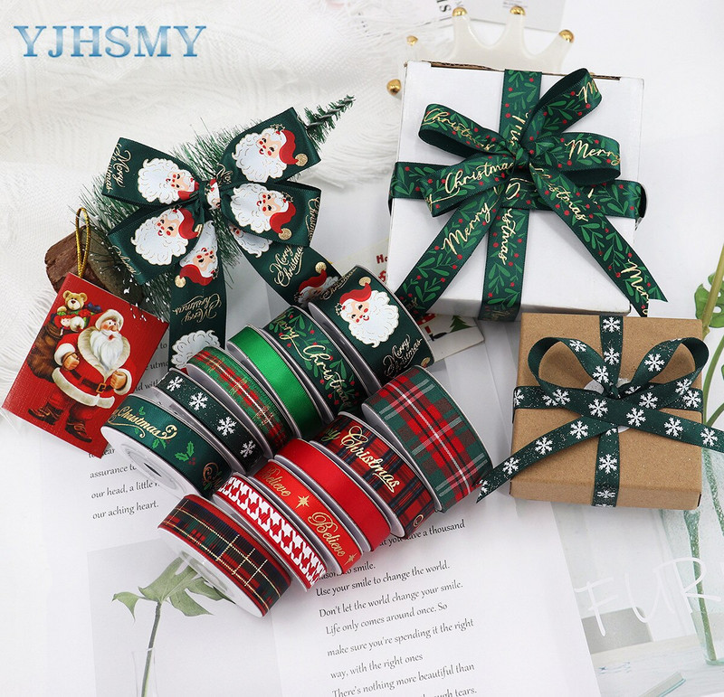 Panglici de Crăciun pentru artizanat Panglici grosgrain imprimate de sărbători Panglici din satin Panglici din țesătură cu sclipici metalice Ambalaj pentru cadou în vrac