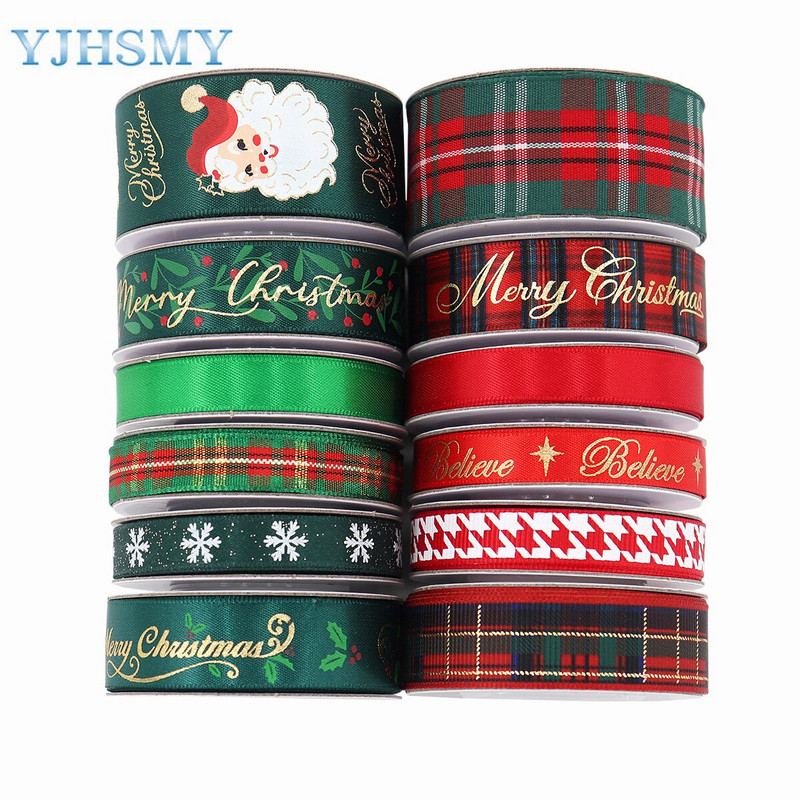 Panglici de Crăciun pentru artizanat Panglici grosgrain imprimate de sărbători Panglici din satin Panglici din țesătură cu sclipici metalice Ambalaj pentru cadou în vrac