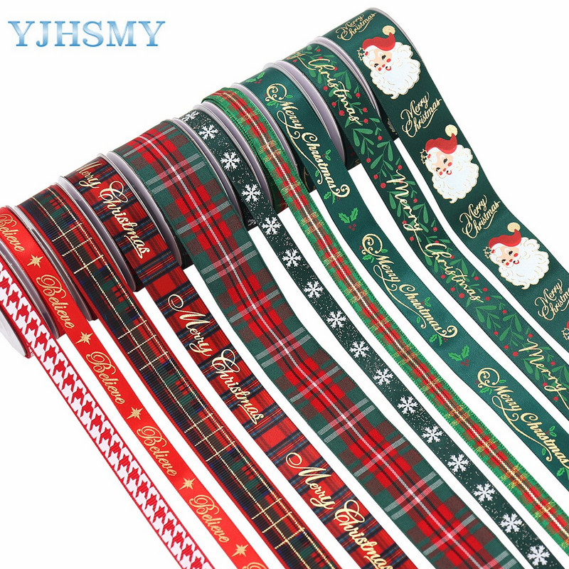 Panglici de Crăciun pentru artizanat Panglici grosgrain imprimate de sărbători Panglici din satin Panglici din țesătură cu sclipici metalice Ambalaj pentru cadou în vrac