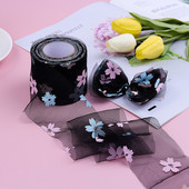 5 γιάρδες 6cm/12cm Rainbow Flower Print Κορδέλες Οργάντζα Διχτυωτές Κορδέλες Δαντέλα τούλι Διακόσμηση γάμου Πακέτο Δώρο DIY Χειροποίητες χειροτεχνίες με φιόγκους