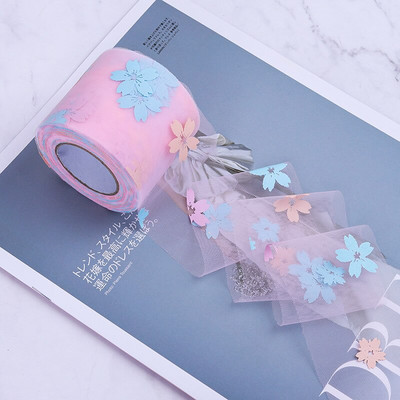 5 γιάρδες 6cm/12cm Rainbow Flower Print Κορδέλες Οργάντζα Διχτυωτές Κορδέλες Δαντέλα τούλι Διακόσμηση γάμου Πακέτο Δώρο DIY Χειροποίητες χειροτεχνίες με φιόγκους